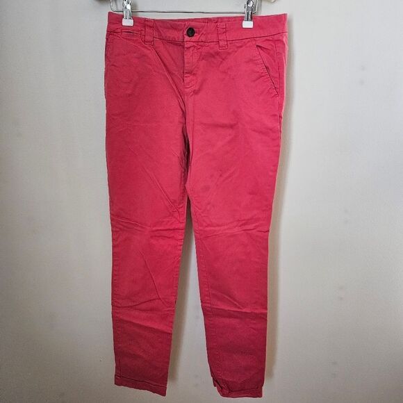 Gap Khakis Pants Hot Coral Broken-In Straight Casual Solid Spring Staple Pink - Picture 10 of 10